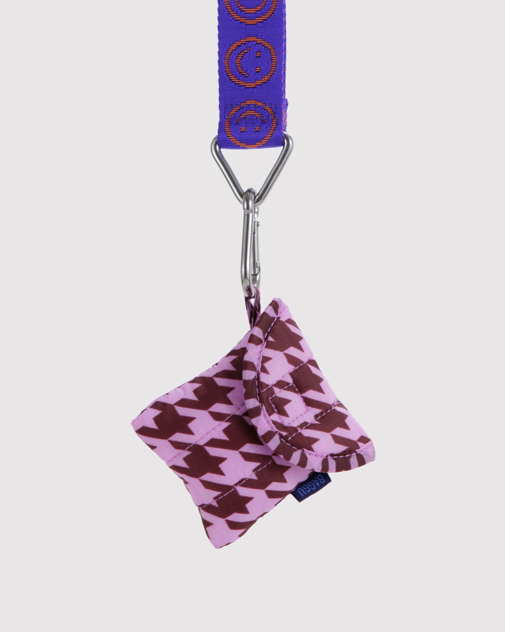 Puffy Earbuds Case - Pink Houndstooth