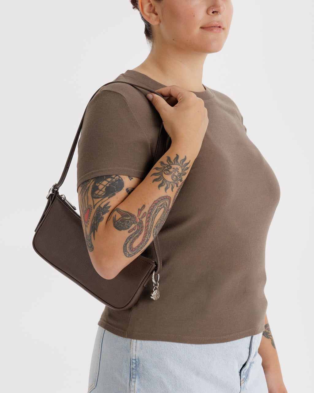 Recycled Leather Pochette - Brown